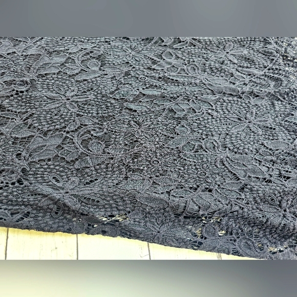 Love Fire Black Soft Lace Tank Dress Mock Neck Asymmetrical Lace Crochet - Picture 5 of 10